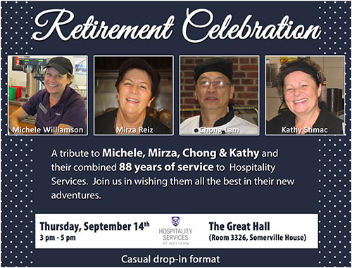 Retirement Celebration for Michele, Mirza, Chong & Kathy